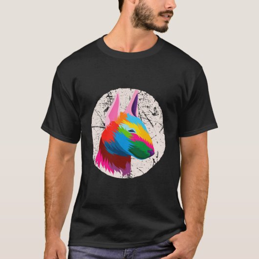 Bull Terrier Funny Multicolor Animal T-shirt (Voorkant)