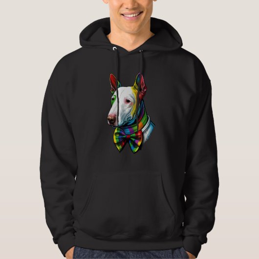 Bull Terrier Gay Pride LGBT Rainbow Flag Bull Terr Hoodie (Voorkant)