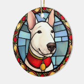 Bull Terrier Gebrandschilderd Glas Kerstmis Keramisch Ornament (Links)