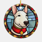 Bull Terrier Gebrandschilderd Glas Kerstmis Keramisch Ornament (Achterkant)