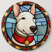 Bull Terrier Gebrandschilderd Glas Kerstmis Ronde Button 6,0 Cm (Voorkant)