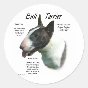 Bull Terrier (gekleurd) Historisch ontwerp Ronde Sticker