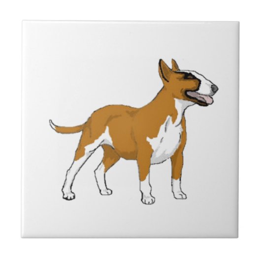 Bull Terrier — gekleurd Tegeltje (Voorkant)