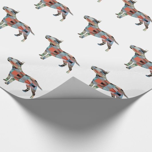 Bull Terrier Geometric Pattern Silhouette Pset Cadeaupapier (Hoek)