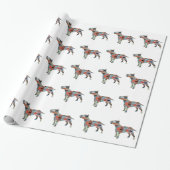 Bull Terrier Geometric Pattern Silhouette Pset Cadeaupapier (Uitgerold)
