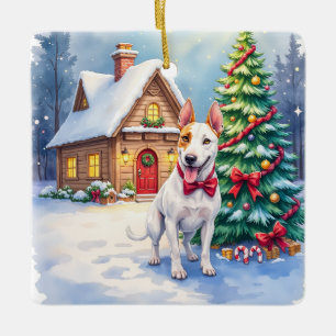 Bull Terrier Gezellig Landhuis Kerstboom Kunst Keramisch Ornament
