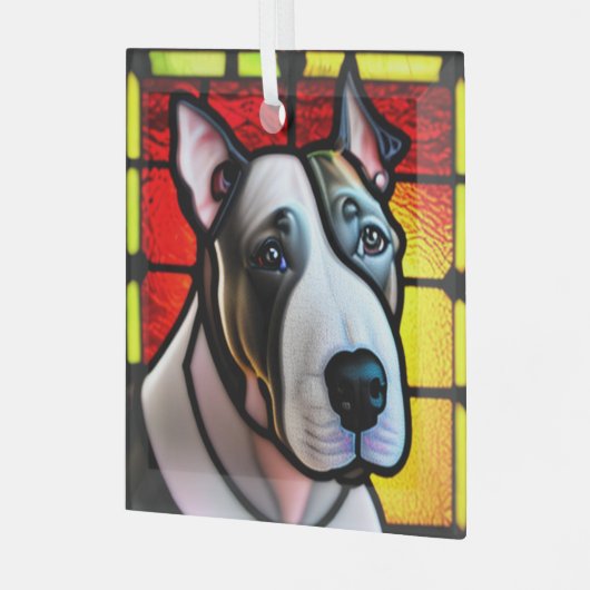 Bull Terrier "Glas in lood" Glas Ornament (Voorkant links)