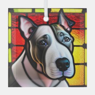 Bull Terrier "Glas in lood" Glas Ornament