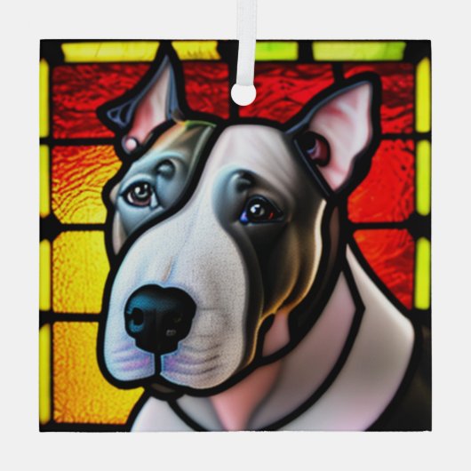 Bull Terrier "Glas in lood" Glas Ornament (Achterkant)