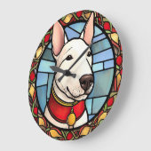 Bull Terrier Glas in lood Kerst Grote Klok (Hoek)