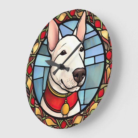 Bull Terrier Glas in lood Kerst Grote Klok (Hoek)