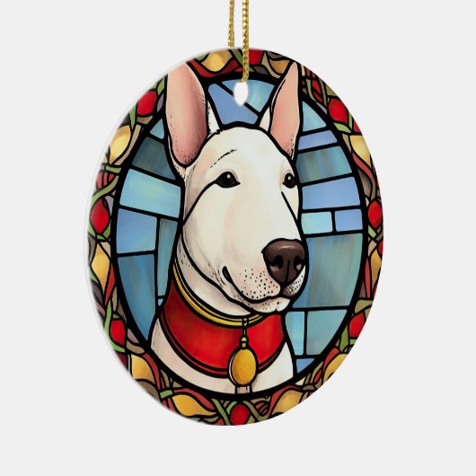 Bull Terrier Glas in lood Kerst Keramisch Ornament (Rechts)