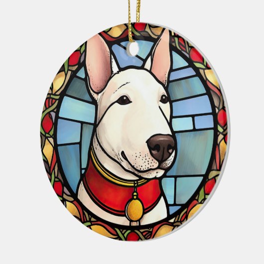 Bull Terrier Glas in lood Kerst Keramisch Ornament (Links)