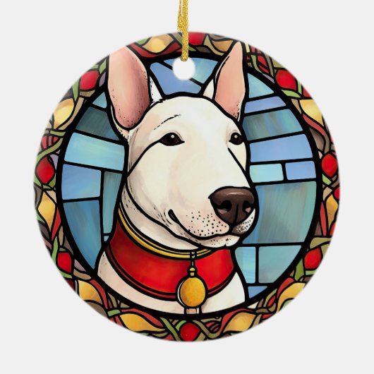 Bull Terrier Glas in lood Kerst Keramisch Ornament (Achterkant)