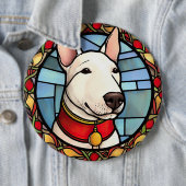 Bull Terrier Glas in lood Kerst Ronde Button 6,0 Cm (In situ)
