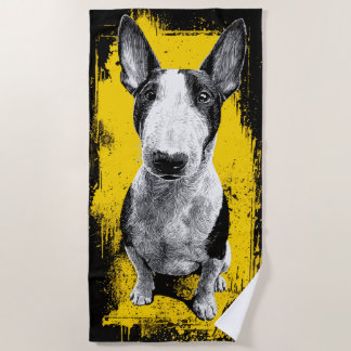 Bull Terrier Grunge Portret Kunstwerk Strandlaken