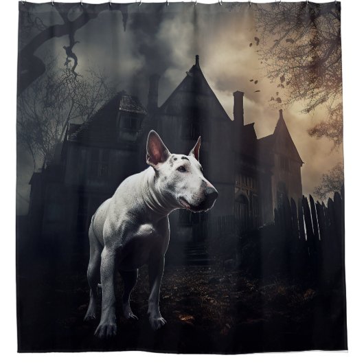 Bull Terrier Halloween eng Douchegordijn (Voorkant)