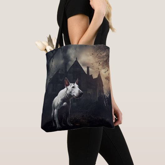 Bull Terrier Halloween eng Tote Bag (Dichtbij)