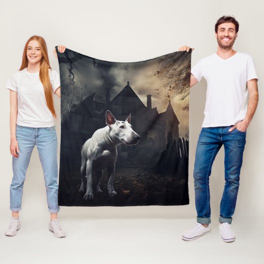 Bull Terrier Halloween Griezelen Fleece Deken (In situ)