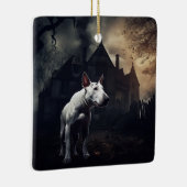 Bull Terrier Halloween Griezelen Keramisch Ornament (Rechts)