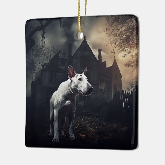 Bull Terrier Halloween Griezelen Keramisch Ornament (Links)