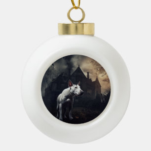 Bull Terrier Halloween Griezelen Keramische Bal Ornament