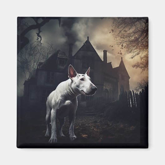 Bull Terrier Halloween Griezelen Magneet (Voorkant)