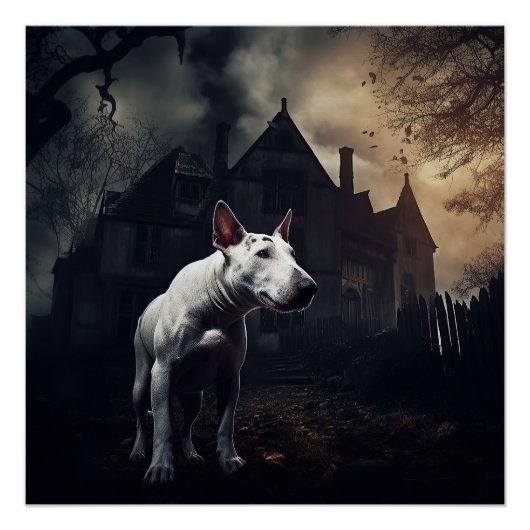 Bull Terrier Halloween Griezelen Perfect Poster (Voorkant)