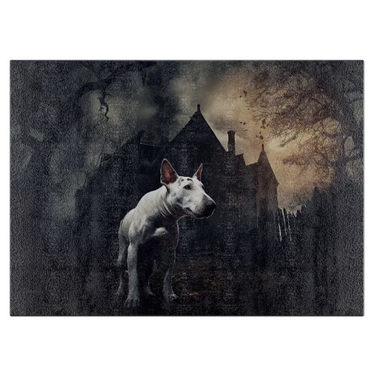 Bull Terrier Halloween Griezelen Snijplank (Voorkant)