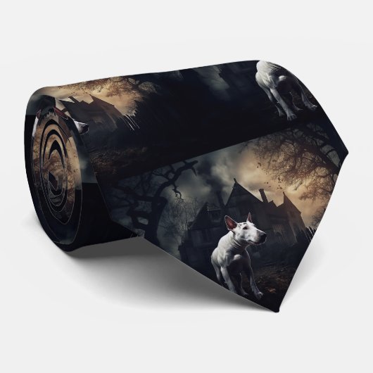 Bull Terrier Halloween Griezelen Stropdas (Opgerold)