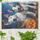 Bull Terrier Halloween Griezelig Theedoek (Gevouwen)