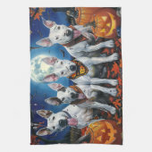 Bull Terrier Halloween Griezelig Theedoek (Verticaal)