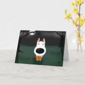 Bull Terrier Halloween Kaart (Gele Bloem)