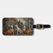 Bull Terrier Halloween Nacht Doggy Delight Bagagelabel (Voorkant horizontaal)