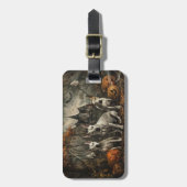 Bull Terrier Halloween Nacht Doggy Delight Bagagelabel (Voorkant verticaal)