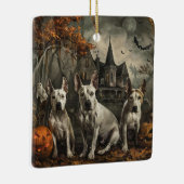 Bull Terrier Halloween Nacht Doggy Delight Keramisch Ornament (Rechts)