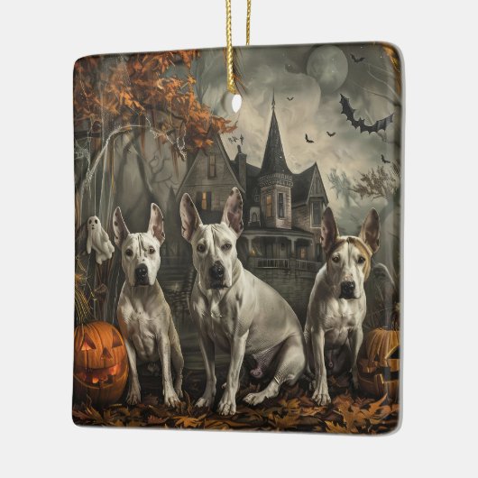 Bull Terrier Halloween Nacht Doggy Delight Keramisch Ornament (Links)