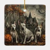 Bull Terrier Halloween Nacht Doggy Delight Keramisch Ornament (Achterkant)