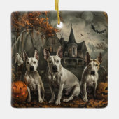 Bull Terrier Halloween Nacht Doggy Delight Keramisch Ornament (Voorkant)
