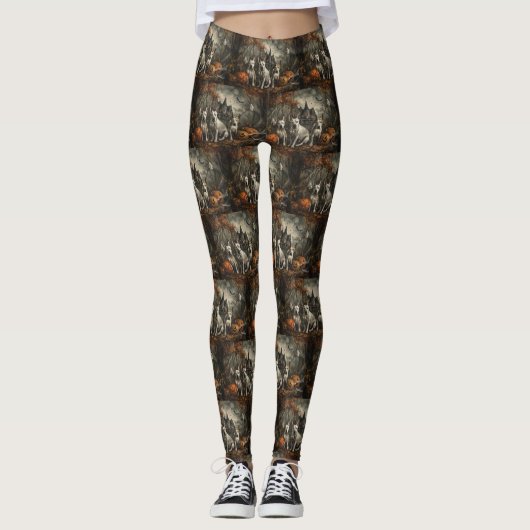Bull Terrier Halloween Nacht Doggy Delight Leggings (Voorkant)
