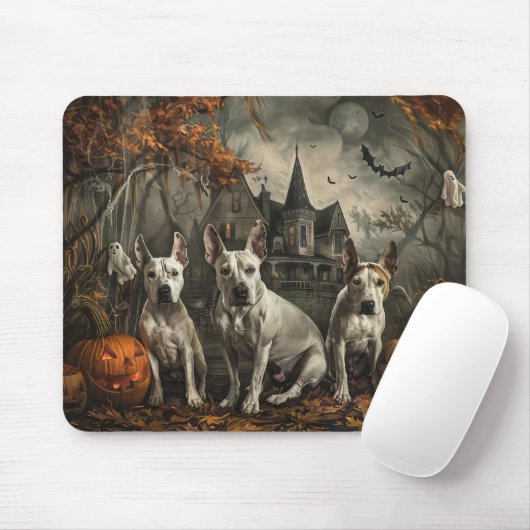 Bull Terrier Halloween Nacht Doggy Delight Muismat (Met muis)