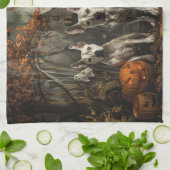 Bull Terrier Halloween Nacht Doggy Delight Theedoek (Gevouwen)