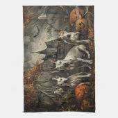 Bull Terrier Halloween Nacht Doggy Delight Theedoek (Verticaal)