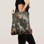 Bull Terrier Halloween Nacht Doggy Delight Tote Bag (Dichtbij)