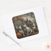 Bull Terrier Halloween Nacht Doggy Delight Vierkante Sticker (Envelop)