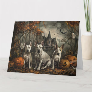Bull Terrier Halloween Nacht Hondendeloosheid Kaart