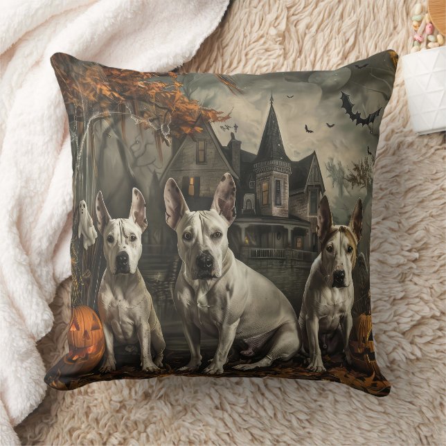 Bull Terrier Halloween Nacht Hondendeloosheid Kussen (Deken)