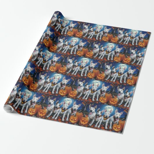 Bull Terrier Halloween Spoken Cadeaupapier (Uitgerold)