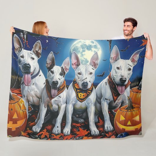 Bull Terrier Halloween Spokengeest Fleece Deken (In situ)