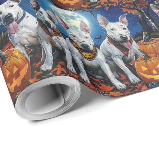 Bull Terrier Halloween Spooky Cadeaupapier (Rol Hoek)